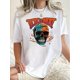 thumbnail image 1 of Camiseta De Mujer Verano Ropa Informal Suelta Camiseta Básica De Moda Para La Calle DiariaWomen's Trendy Skull Graphic Tee - Casual Crew Neck Short Sleeve, Stretchy Polyester Blend, Machine Washable, 1 of 6
