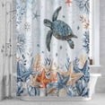 thumbnail image 2 of Oceans Bathroom Shower Curtain, Coastal Orange Blue Sea Turtles Starfish Coral Gradient Waterproof Washable Soft Bath Curtain for Bathtub Decor with 12 Hooks&Grommet, 48x72 Inch, 2 of 9