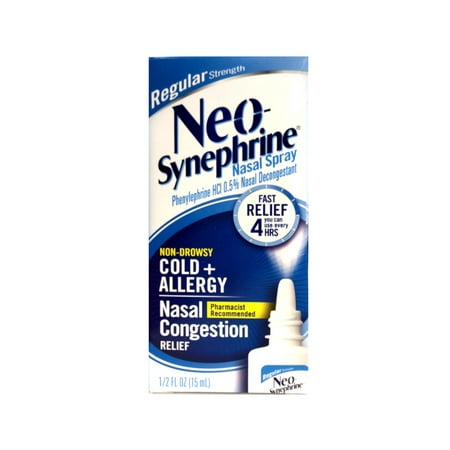 Neo-Synephrine Nasal Decongestant Spray Regular Strength 0.50 oz (Pack of 3)