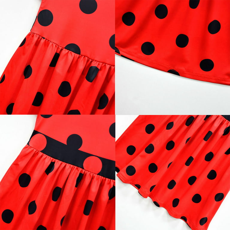 Latocos Ladybug Dress Costume for Girls with Polka Dots Dress Dress Up  Pretend Play Birthday Halloween Gifts for Kids 3-10