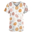 thumbnail image 5 of Easter Scrub Tops for Women V-Neck Short Sleeve with Pockets Tulip and Striped Egg Pattern Professional Stretch Medical Nursing Workwear Clothes, 5 of 5