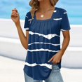 thumbnail image 3 of Gibobby Camisetas Mujer Manga Corta Tops verano para mujer, cuello cuadrado, plisado, frente, manga corta, túnica, camisas (Azul,G), 3 of 4