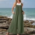 thumbnail image 3 of Women's Casual Wide Leg Jumpsuit Sleeveless Loose Fit Summer Romper with Pockets, 3 of 6