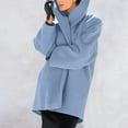 thumbnail image 6 of Women's Single Breasted Hooded Jacket Casual Trench Coat Fall Pea Coats Winter Overcoat Jacket Sky Blue 3XL, 6 of 7
