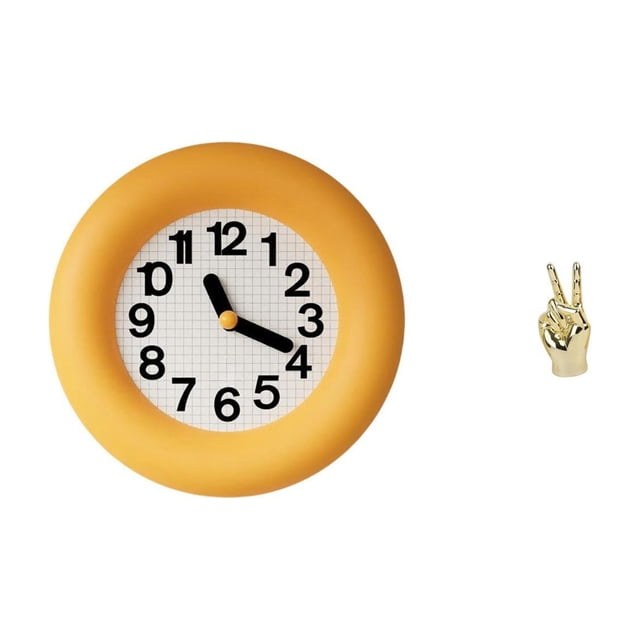Reloj de pared redondo moderno y silencioso, estatua de dormitorio, escultura de mano con gesto de , figuras de resina, adecuado para el hogar y l