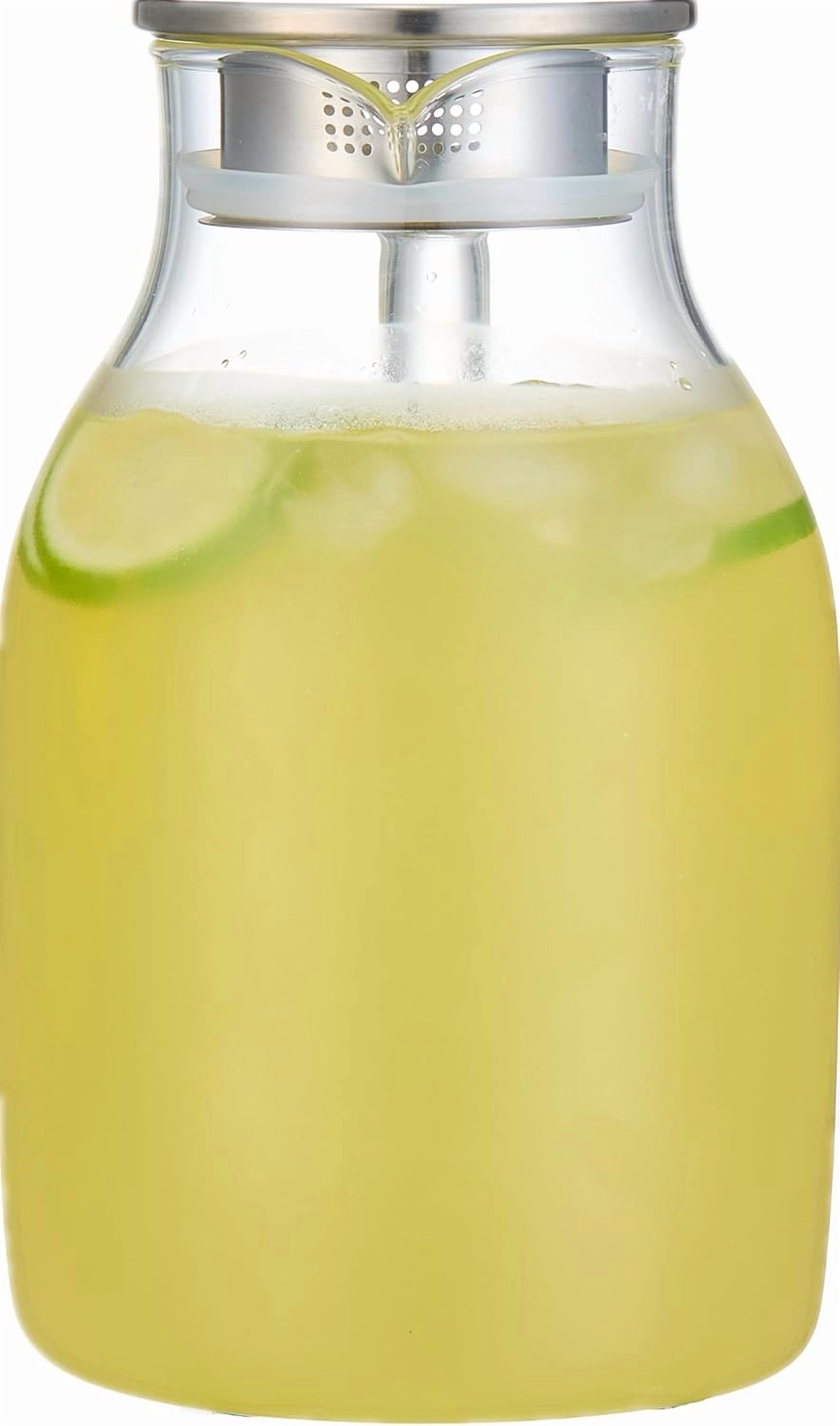 68 Oz/2 Liter Glass Pitcher with Lid, Heat Resistant Water Jug for Hot/Cold Water, Ice tea and Juice Beverage