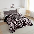 thumbnail image 3 of jejeloiu Zebra Print Texture Bedding Comforter Set,Wild Animal Twin Comforter Sets,Pink Black Bedding Set For Girls Kids,Super Cozy Room Decor Reversible,2 Pieces, 3 of 8