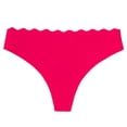 thumbnail image 2 of Womens Seamless Thongs Underwear No Show Thong Scallop Edge Wave-waisted Invisible Panties Sexy Heart Cutout Briefs for Ladies Hot Pink S, 2 of 3