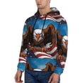 thumbnail image 2 of KLL Cartoon Bald Eagle USA Print Mens Hoodie Long Sleeve Casual Pullover Hooded Sweatshirt Fashion Drawstring Hoodies with Pocket-3X-Large, 2 of 6