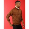 thumbnail image 4 of Men Brown Suede Windcheater Outdoor Bomber Jacket, 4 of 7