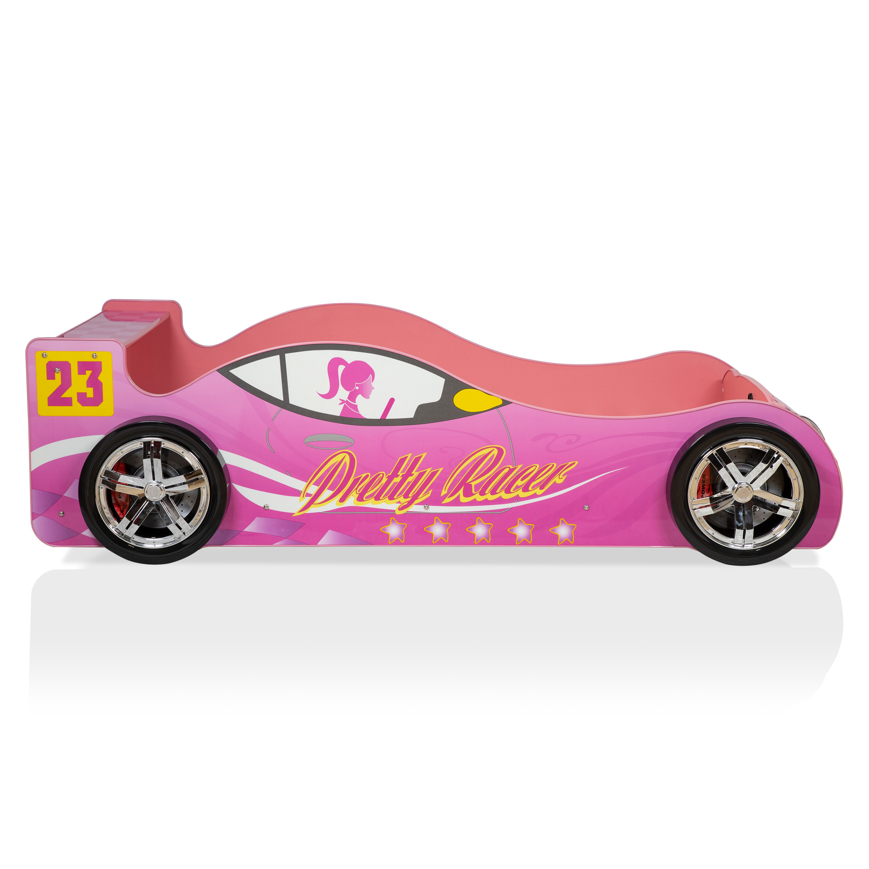 Furniture of America Sweet Kids Wood Twin Race Car Bed with LED and Sound
