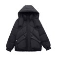thumbnail image 5 of ZHOGXU Women's Hooded Coat With Pocket Long Sleeve Solid Color Zipper Thickened Warm Comfortable Fashion Jacket For Casual Daily Wear Black L, 5 of 5