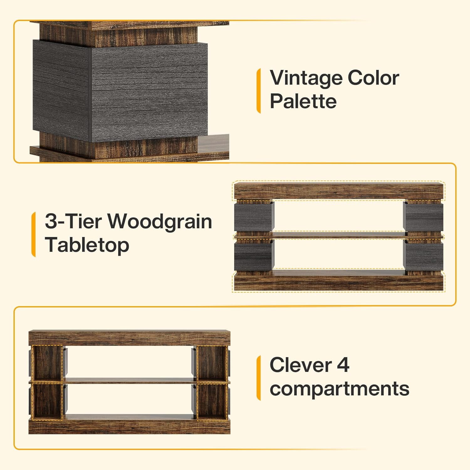 Tribesigns Console Table with Storage, 63" Wood Entryway Table, 3-Tier Farmhouse Behind Couch Table