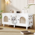 thumbnail image 6 of Cream White Cat Litter Box Cabinet - 47.2" Furniture-Style Enclosure with Scratching Post Door & Storage, Modern Hidden Litter Box for Cats, 6 of 6