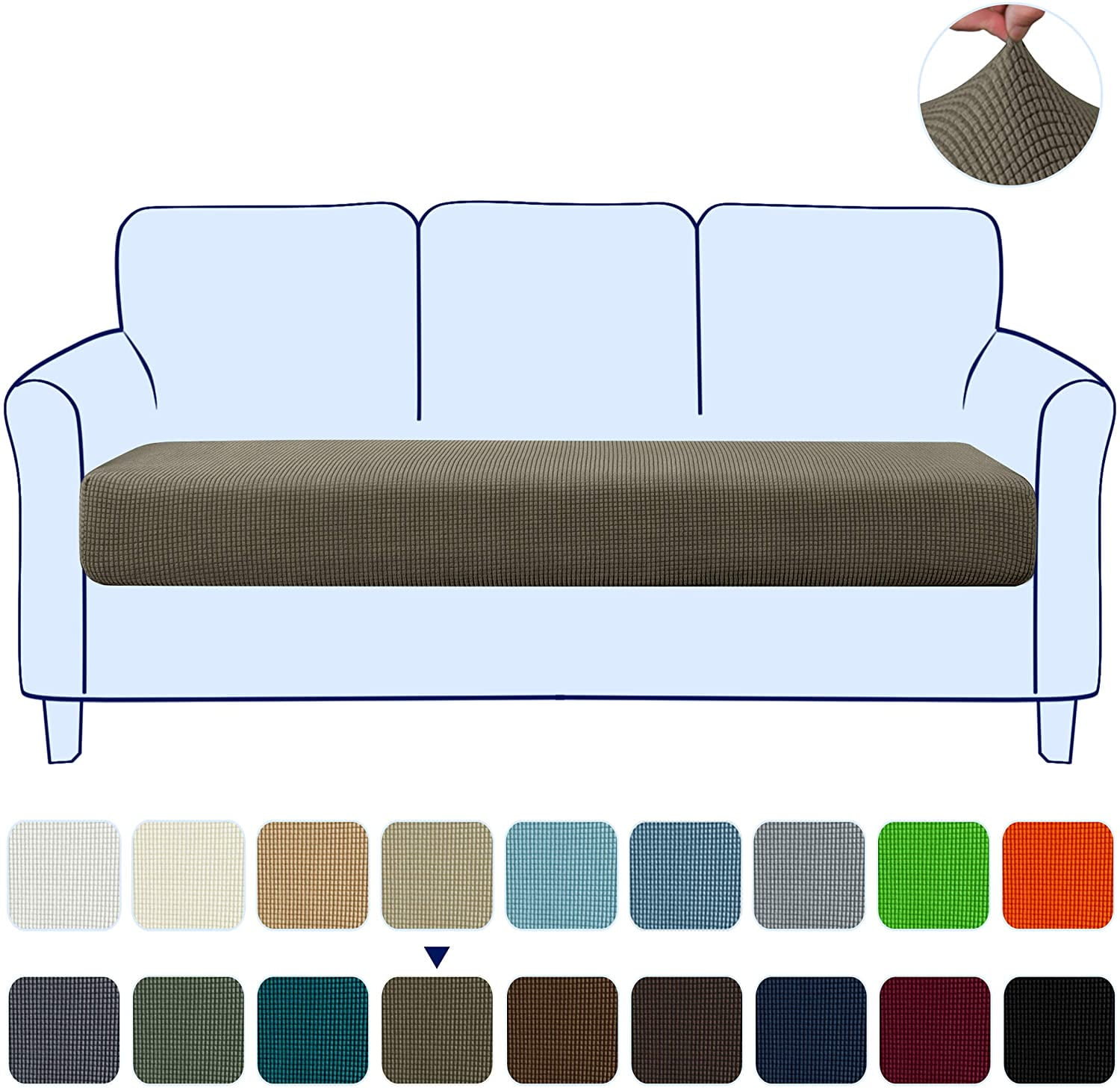 Subrtex Textured Grid Stretchy Washable Sofa Seat Cushion Cover