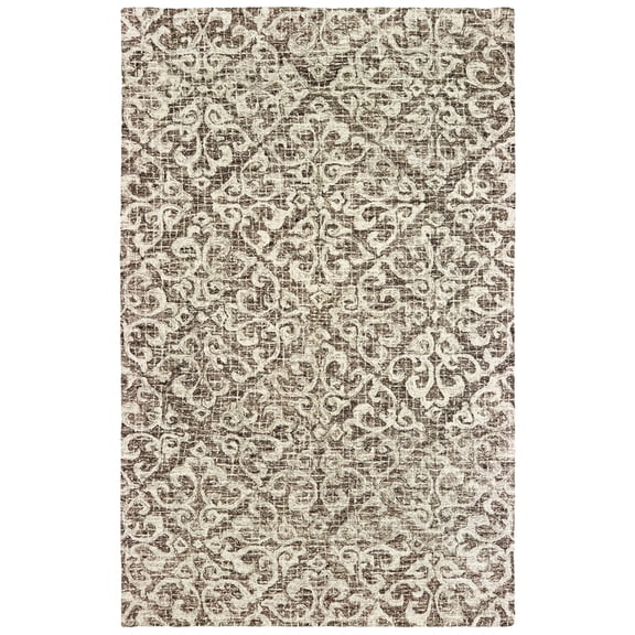 Moretti Pride Area Rug 55607 Brown Scrolls Petals 10' x 13' Rectangle