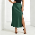 thumbnail image 2 of ZHOGXU Elegant Midi Skirts For Womens Solid Color High Waist Straight With Slit Party Club Wear, 2 of 4