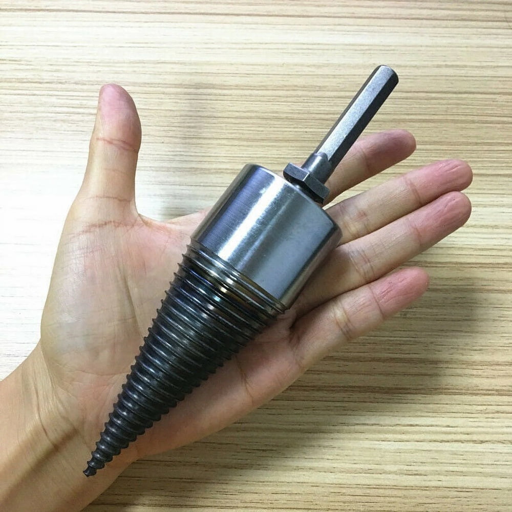 1x Heavy Wood Drill Bit Firewood Log Splitter Anti-Skid Thread U Screw Splitting Cone Screw Cone Driver Fire Wood Log Splitter Come with Hex Shank Handle ,from USA,MAX Diameter 42 mm