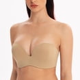 thumbnail image 3 of MELENECA Women's Stay-Put Multiway Wireless Lightly Padded Push Up Strapless Bra Almond 40E, 3 of 5