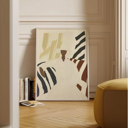 Minimalist Neutral Portrait Art Abstract Figure Striped Setting Faceless Fashion Modern Chic Calming Wall Print Wall Art Modern Wall Decor Art