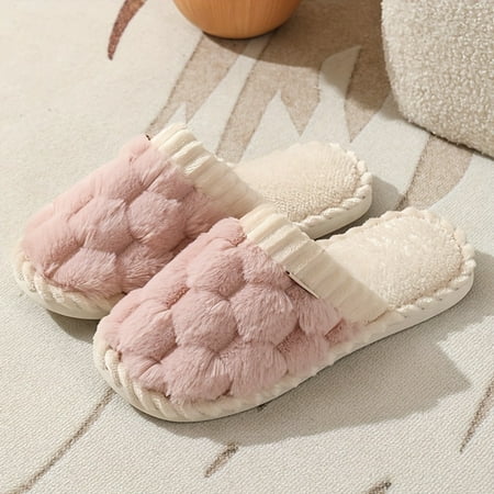 

GUANGZHFENGDA Stay warm and comfortable this winter with our Cozy Winter Plush Closed Toe Slip-ons. Featuring a plush exterior and soft sole these fuzzy shoes will keep your feet feeling