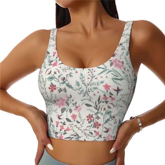 Sports Bras for Women High Support -Fairy Floral Soft Athletic Crop Workout Tank Top for Women