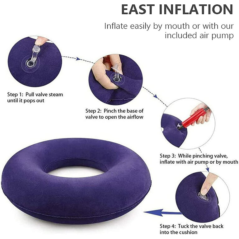 Roofei Cushion Seat, Donut Pillow Hemorrhoid Seat Pillow, Inflatable Ring  Cushion with A Pump Wheelchairs Seat Cushion(15 Dark blue) 