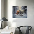 thumbnail image 3 of GOSMITH Horse Drawn Sleigh Canvas Print Snowy Winter Scene Wall Art with Cardinals, 3 of 4