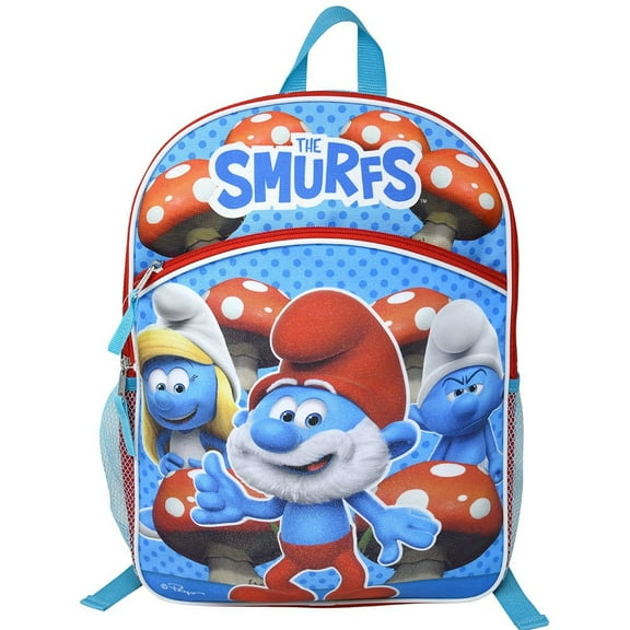 The Smurfs 16" Blue School Backpack with front and side Pockets