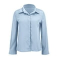 thumbnail image 4 of Womens Button Down Shirt, Comdrip Button Down Shirts for Women Wrinkle Resistance Dress Shirts for Women Long Sleeve Work formal Blouses Tops Blouses for Women Dressy Casual Blue 2XL, 4 of 9