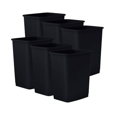 Superio Kitchen Trash Can 9 Gallon Slim Waste Bin 37 Qt Durable Plastic, Fit Small Spaces, Office, Bathroom, Under Counter (6, Black)