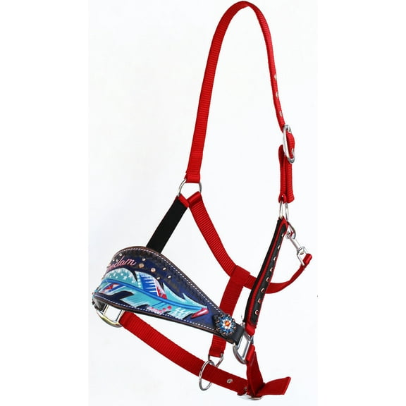 Horse Noseband Tack Bronc Leather HALTER Tiedown Lead Rope  280M47
