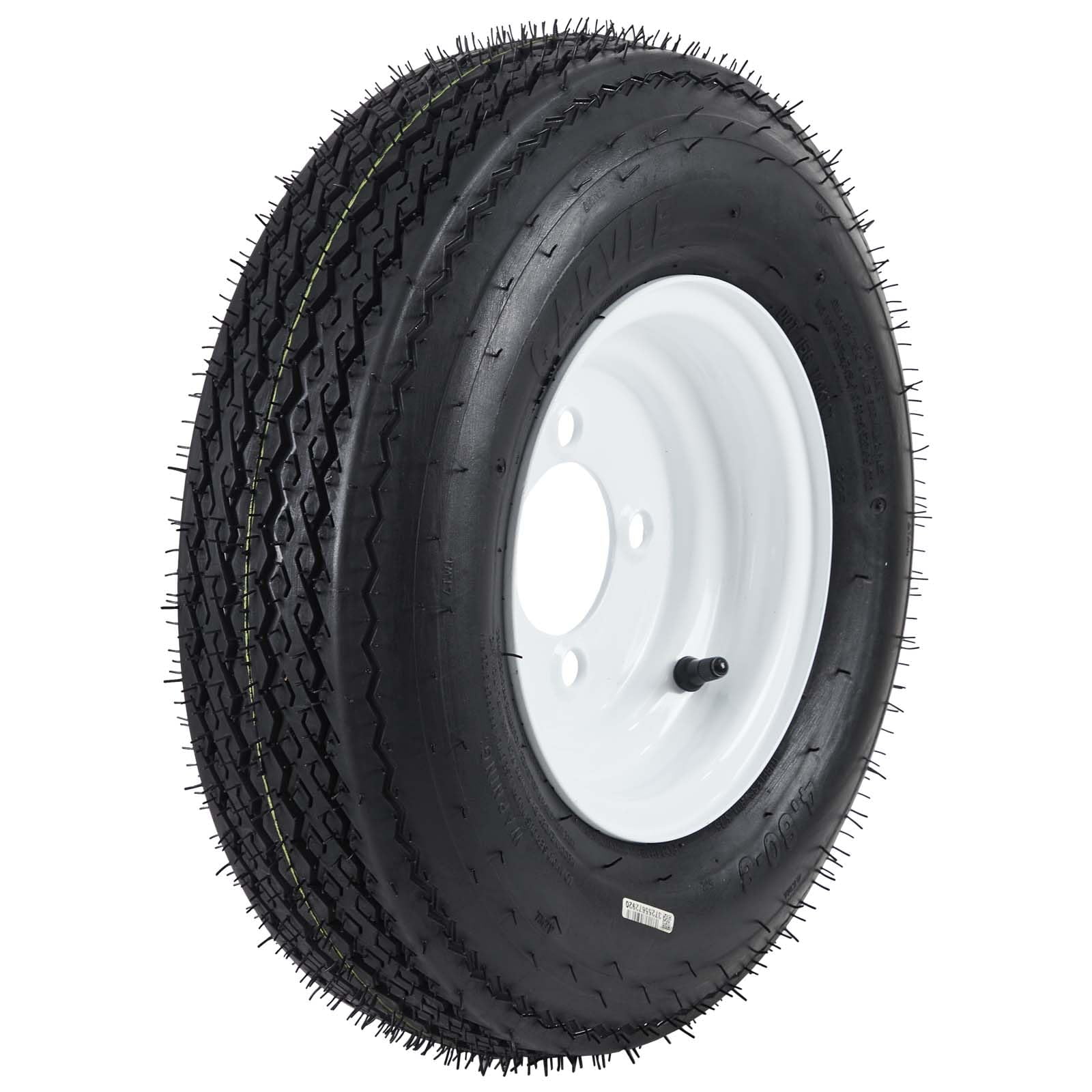 4.80-8 4.80x8 480-8 Trailer Tire and Wheel Assembly, Heavy-Duty Load Range C 6PR, 4 Lug on 4" White Modular Wheel, 8 Inch Tires for Utility/Boat/Camper Trailers, Set of 2