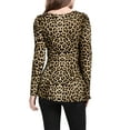 thumbnail image 3 of INSPIRE CHIC Hauts pour Femmes Imprimés Col Rond Manches Longues Blouse Péplum 2TG Brun-Léopard, 3 of 8