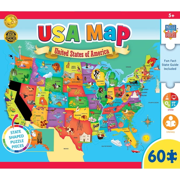 MasterPieces 60 Piece Jigsaw Puzzle - USA Map - 16.5"x12.8"