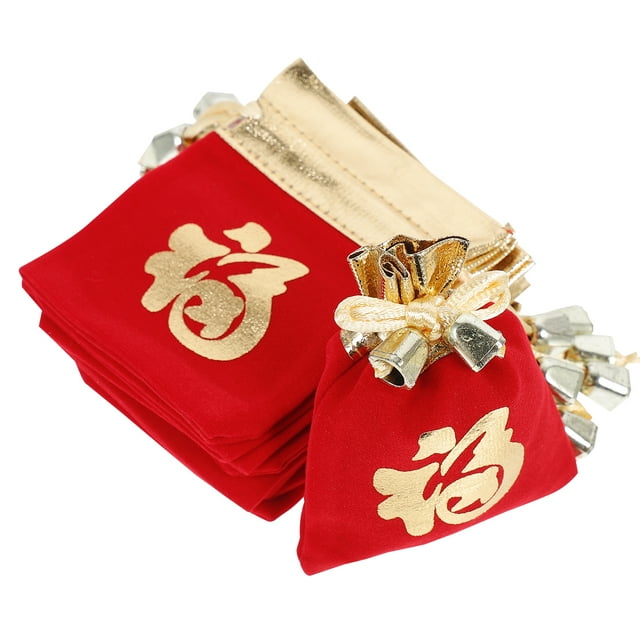 MasteelfCA 50pcs Spring Festival Drawstring Candy Bags Chinese Festival Gift Bag Present Bags