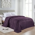 thumbnail image 2 of Amrani Bedcover Embossed Blanket, Soft Premium Microplush, Queen, Plum, 2 of 6