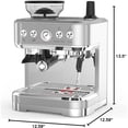 thumbnail image 3 of 15 Bar Automatic Machine – Milk Frother, Grinder, Italian ULKA Pump, 2.5L Water Tank, Brushed Stainless Steel, for Home & Office, 3 of 6