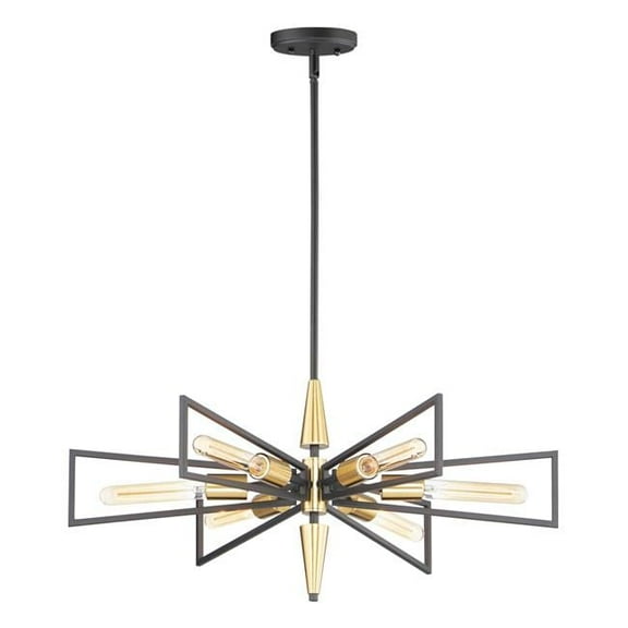 6-Light Chandelier, Black & Satin Brass