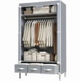 thumbnail image 3 of Portable Wardrobe 67×35.4×17.7in (Gray) - Rolling Door, Hanging Rack, Non - Woven Fabric Storage & 3 Drawer Boxes, Tool - free Setup, 3 of 13