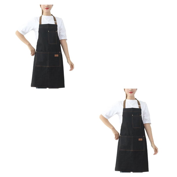 Delantal Yuarrent Vaquero Chef Azul Negro con Bolsillos
