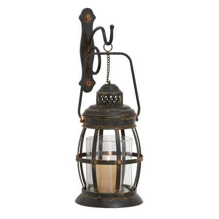 Decmode Traditional 7 x 19 Inch Metal and Glass Wall Sconce