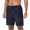 thumbnail image 2 of Uemuo Copper-Gold Gloss Outline Navy Dark Blue Pattern Mens Swim Trunks Quick Dry Board Shorts with Mesh Lining, Stretch Beach Shorts Quick Dry No-Chafing Board Shorts-XX-Large, 2 of 9