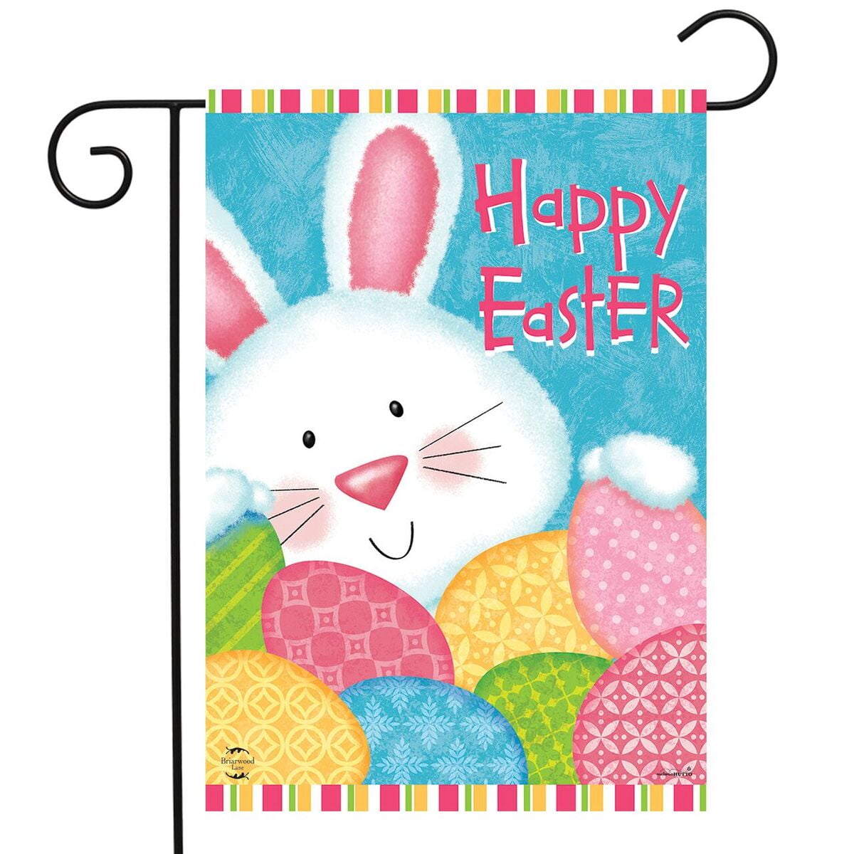 Happy Easter's Day with Colourful Bunny Eggs Burlap-Garden Flag G192020-DB 