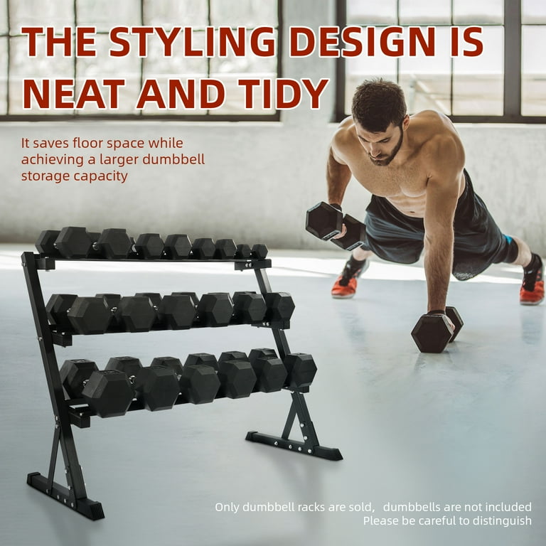 BalanceFrom 3-Tier Easy-Grab Dumbbell Rack Multi-Level Weight