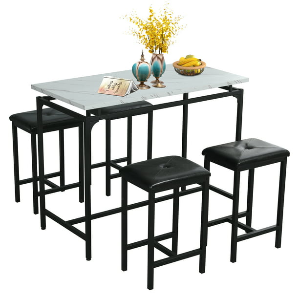 5 Piece Bar Table Set Kitchen Counter, Pub Table Chair Height