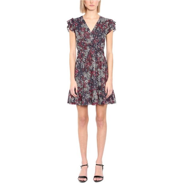 Michael Kors Mini vestido floral para mujer, metálico, extragrande