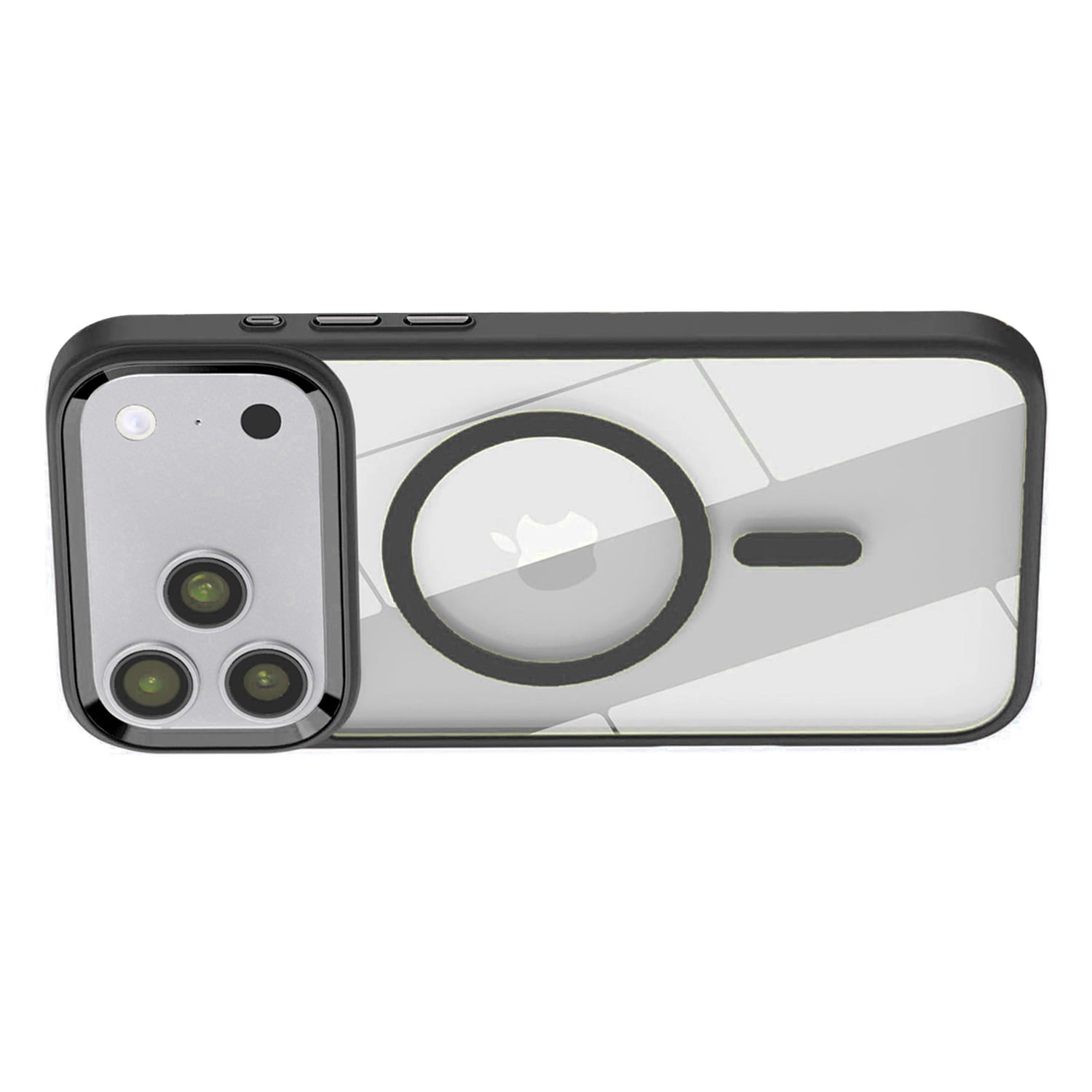 Glossy Transparent Magnetic Protective Case for iPhone 17 Pro Max - Black