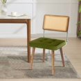 thumbnail image 3 of Natural Rattan Dining Chair, Modern Boho Kitchen Chair withWood Back & Legs, Upholstered Seat,PU Upholstered Kitchen Chairs with Tall Cane Backrest and Strong Wood Legs Ideal for Kitchen or Din, 3 of 9