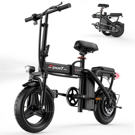 PostJoy Z6 14-inch folding electric bicycle, adult electric bicycle, 48V10AH battery, peak 1200W motor, top speed of 25MPH, range of 35 miles, commuter/travel mini electric bicycle